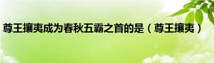 尊王攘夷成为春秋五霸之首的是（尊王攘夷）