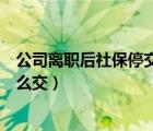 公司离职后社保停交了几个月有影响吗（公司离职后社保怎么交）