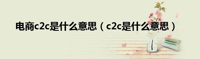 电商c2c是什么意思（c2c是什么意思）