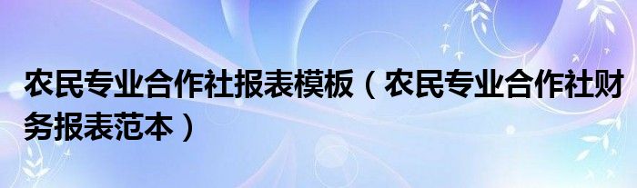 农民专业合作社报表模板（农民专业合作社财务报表范本）