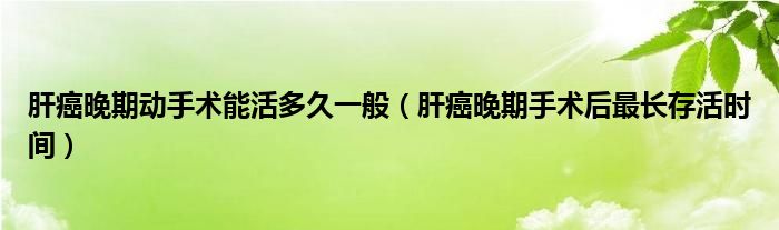 肝癌晚期动手术能活多久一般（肝癌晚期手术后最长存活时间）