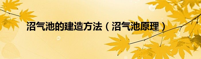 沼气池的建造方法（沼气池原理）