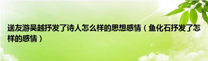 送友游吴越抒发了诗人怎么样的思想感情（鱼化石抒发了怎样的感情）