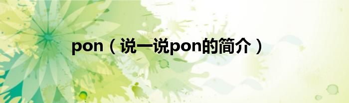 pon（说一说pon的简介）