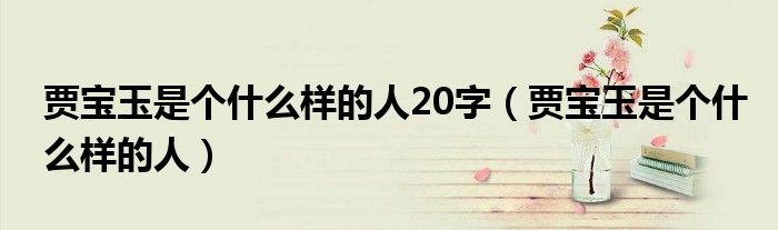 贾宝玉是个什么样的人20字（贾宝玉是个什么样的人）