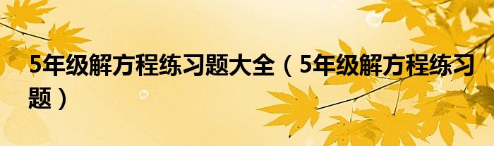 5年级解方程练习题大全（5年级解方程练习题）