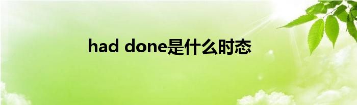 had done是什么时态