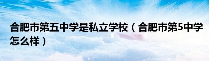 合肥市第五中学是私立学校（合肥市第5中学怎么样）