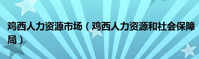 鸡西人力资源市场（鸡西人力资源和社会保障局）