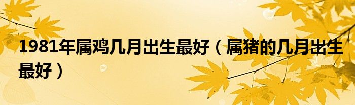 1981年属鸡几月出生最好（属猪的几月出生最好）