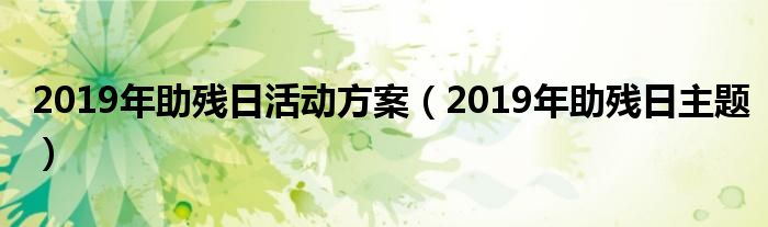 2019年助残日活动方案（2019年助残日主题）