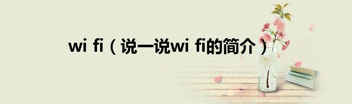 wi fi（说一说wi fi的简介）