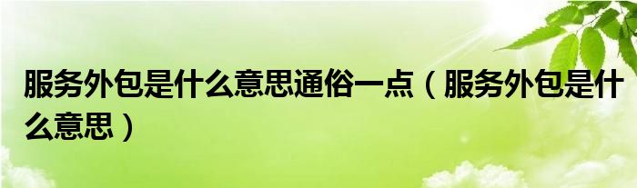 服务外包是什么意思通俗一点（服务外包是什么意思）