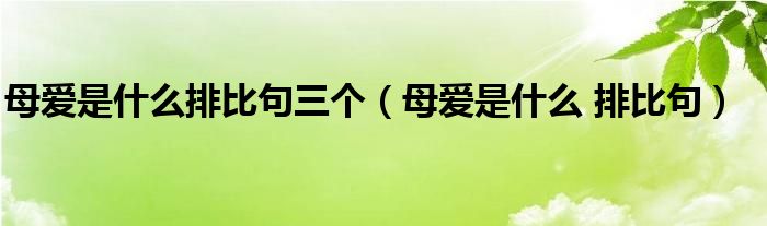 母爱是什么排比句三个（母爱是什么 排比句）