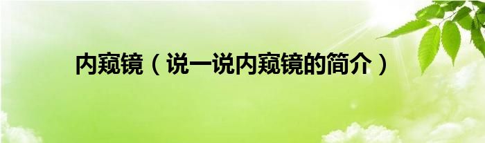 内窥镜（说一说内窥镜的简介）