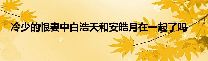 冷少的恨妻中白浩天和安皓月在一起了吗