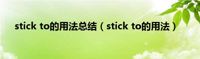 stick to的用法总结（stick to的用法）