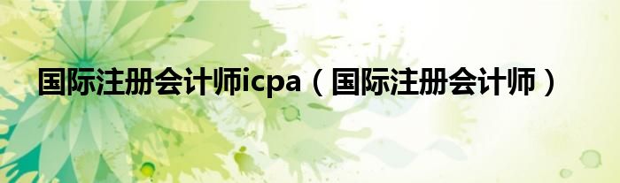 国际注册会计师icpa（国际注册会计师）