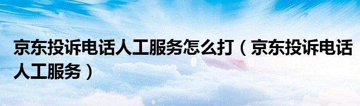 京东投诉电话人工服务怎么打（京东投诉电话人工服务）