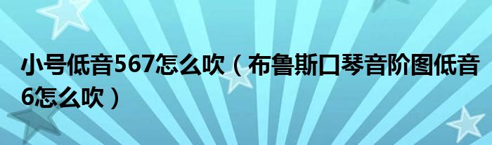 小号低音567怎么吹（布鲁斯口琴音阶图低音6怎么吹）