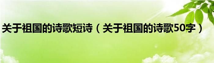 关于祖国的诗歌短诗（关于祖国的诗歌50字）