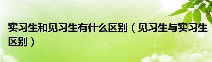 实习生和见习生有什么区别（见习生与实习生区别）