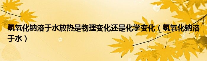 氢氧化钠溶于水放热是物理变化还是化学变化（氢氧化钠溶于水）