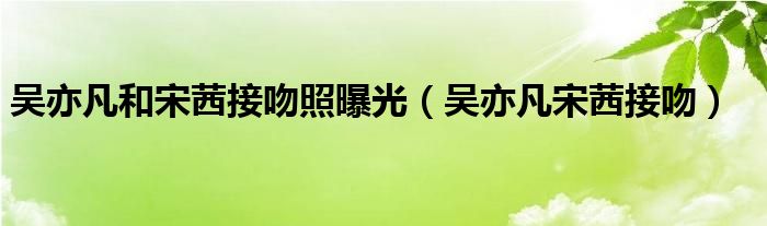 吴亦凡和宋茜接吻照曝光（吴亦凡宋茜接吻）