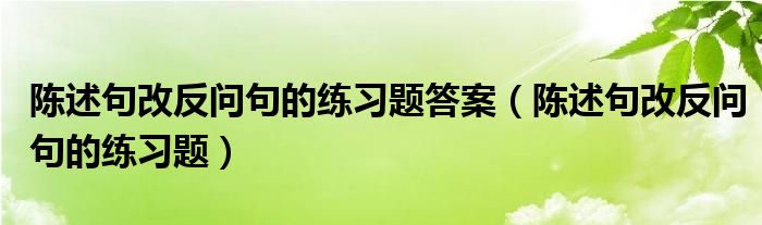 陈述句改反问句的练习题答案（陈述句改反问句的练习题）