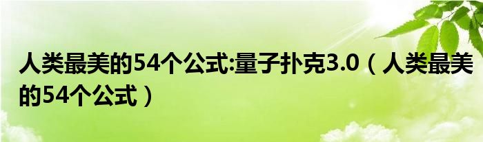 人类最美的54个公式:量子扑克3.0（人类最美的54个公式）