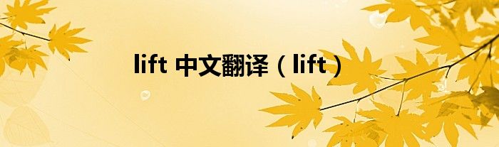 lift 中文翻译（lift）