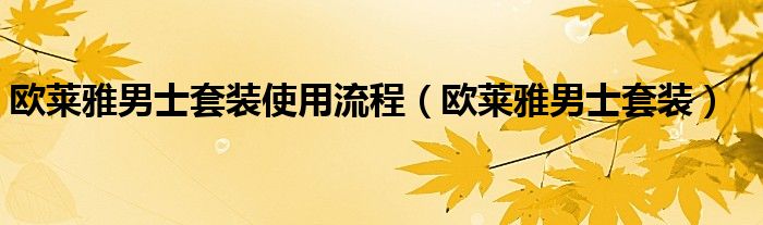 欧莱雅男士套装使用流程（欧莱雅男士套装）