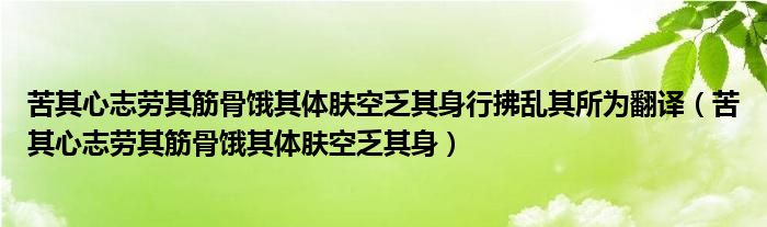 苦其心志劳其筋骨饿其体肤空乏其身行拂乱其所为翻译（苦其心志劳其筋骨饿其体肤空乏其身）