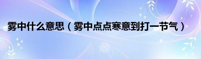 雾中什么意思（雾中点点寒意到打一节气）