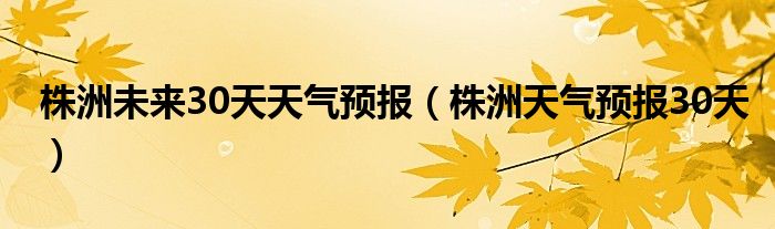 株洲未来30天天气预报（株洲天气预报30天）