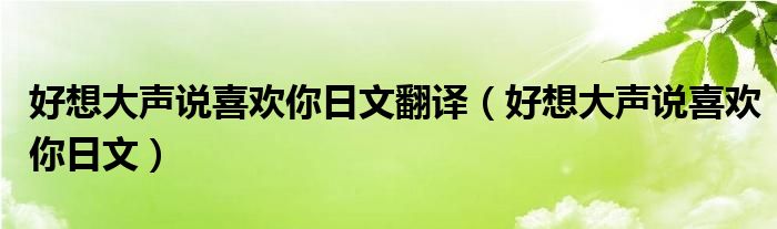 好想大声说喜欢你日文翻译（好想大声说喜欢你日文）