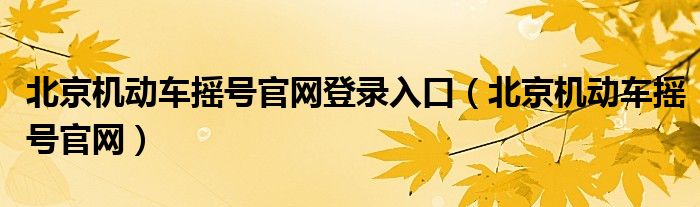 北京机动车摇号官网登录入口（北京机动车摇号官网）