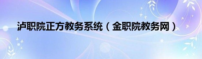 泸职院正方教务系统（金职院教务网）