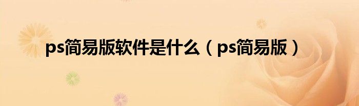 ps简易版软件是什么（ps简易版）