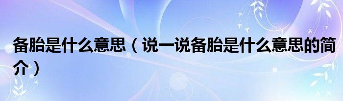 备胎是什么意思（说一说备胎是什么意思的简介）