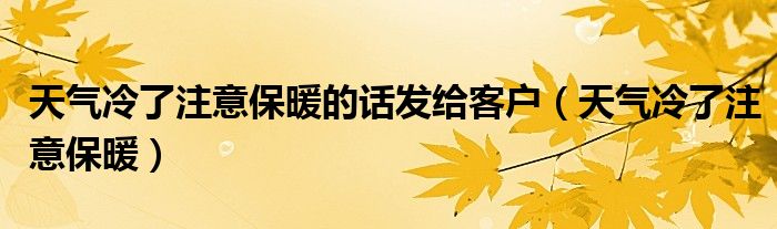 天气冷了注意保暖的话发给客户（天气冷了注意保暖）