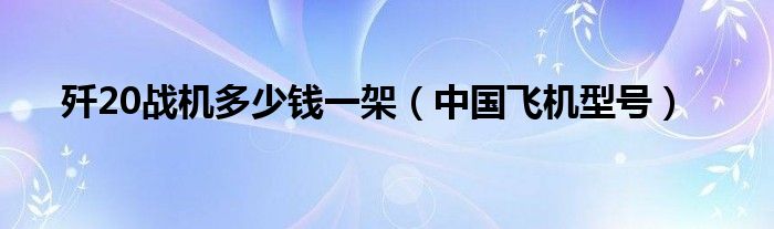 歼20战机多少钱一架（中国飞机型号）