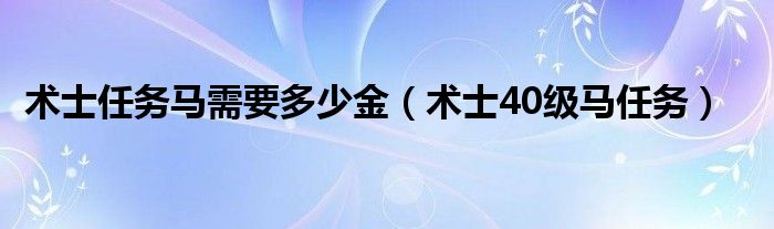 术士任务马需要多少金（术士40级马任务）