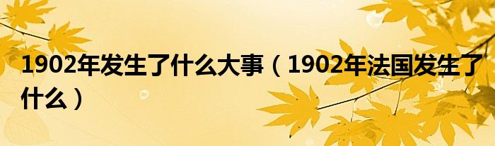 1902年发生了什么大事（1902年法国发生了什么）