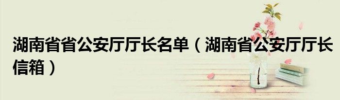 湖南省省公安厅厅长名单（湖南省公安厅厅长信箱）