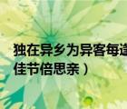 独在异乡为异客每逢佳节倍思亲全诗（独在异乡为异客每逢佳节倍思亲）