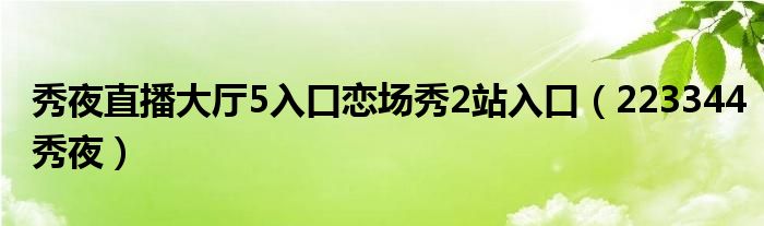 秀夜直播大厅5入口恋场秀2站入口（223344秀夜）