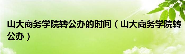 山大商务学院转公办的时间（山大商务学院转公办）