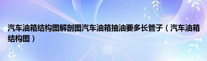 汽车油箱结构图解剖图汽车油箱抽油要多长管子（汽车油箱结构图）