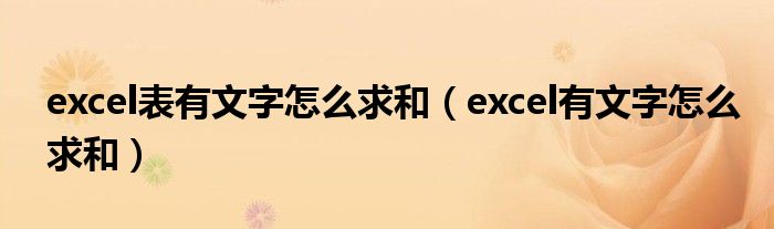 excel表有文字怎么求和（excel有文字怎么求和）